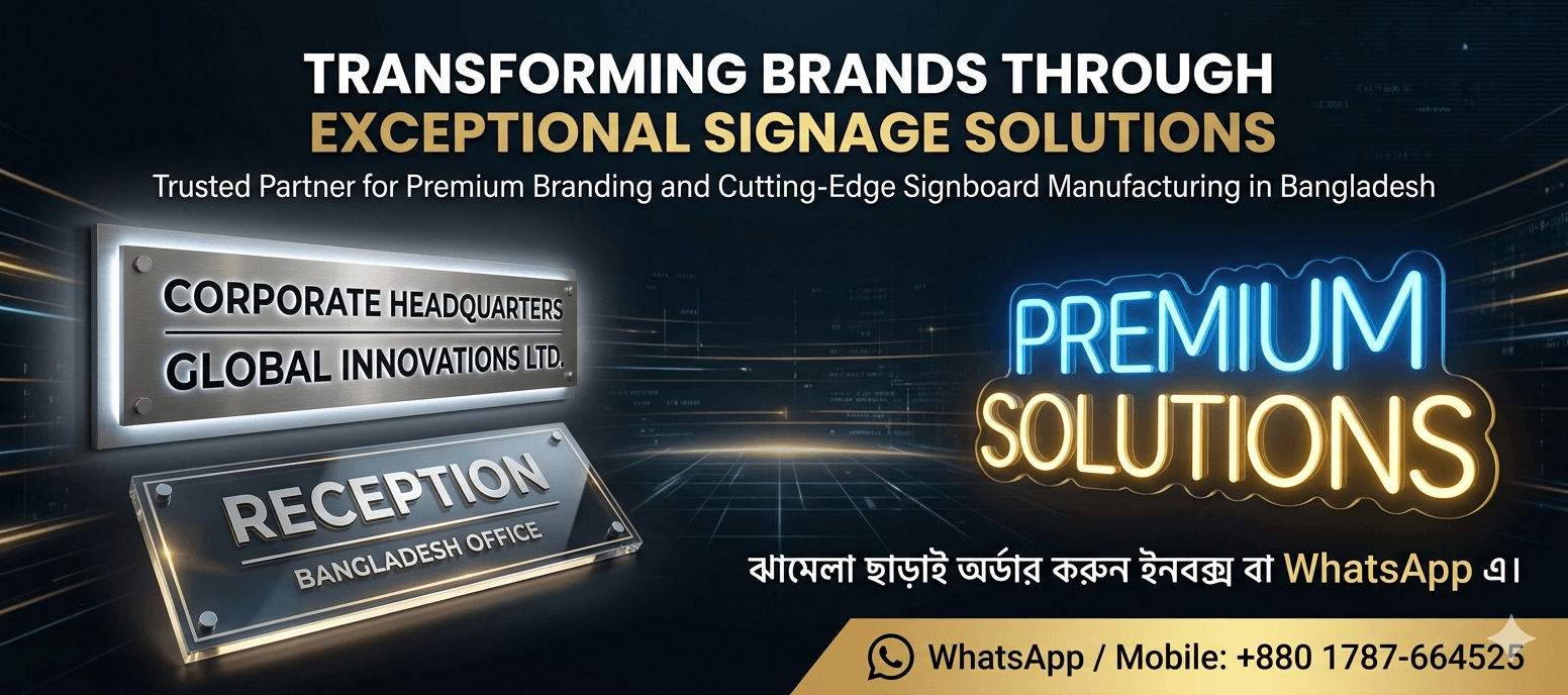 Corporate sign board and LED neon sign created by Advertising Agency BD in Dhaka, Bangladesh.